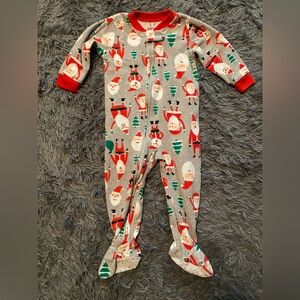 Carter's Gray Santa Print Kids Footie